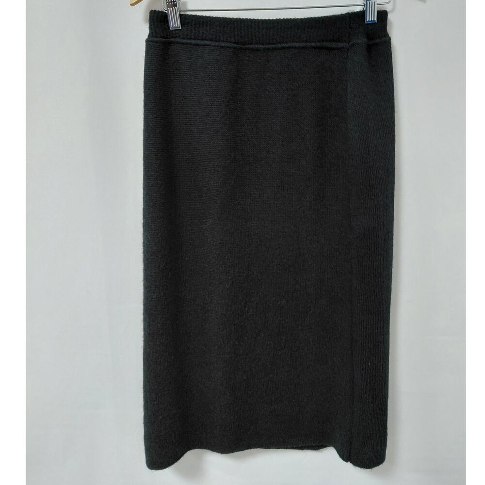 College Made in Italy Wool Blend Skirt Black Solid Knit Women Size M